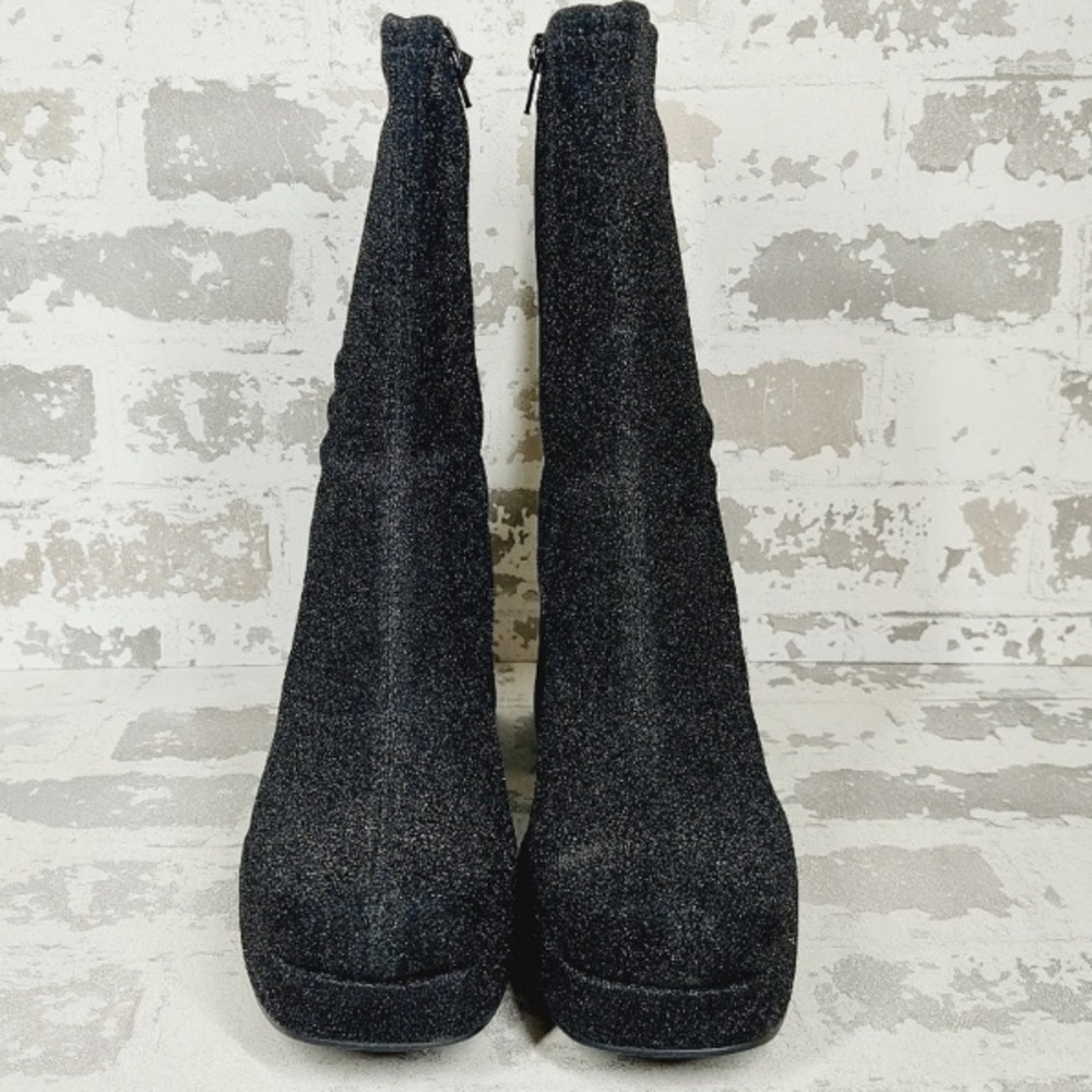 New Abound Steffie Glittery Black Heeled Boots Booties Women’s Size 8 Y2K style - Picture 5 of 9
